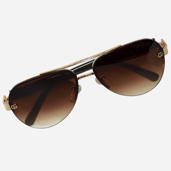 Gucci GG1221 Aviator Sunglasses | Brown Gradient Lens | 59-15-142 - Picture 9 of 14